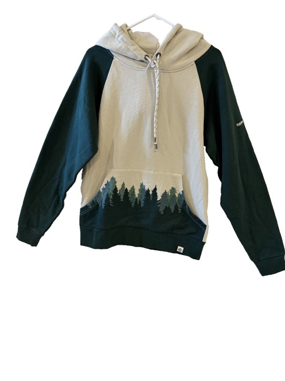 HAPPY EARTH FADING FOREST HOODIE SZ S RELAXED HOODIE WITH OVERSIZE HOOD